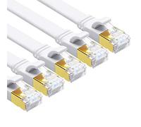 Yauhody CAT 8 Ethernet Cable 5m 5 Pack High Speed 40Gbps 2000MHz Flat SFTP Network Cable with Gold Plated RJ45 Connector,CAT8 Internet LAN Patch Cord for Gaming,Routers,Modems (5m/5 Pack/White)