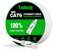 Yauhody Cat6 Ethernet Cable 8m Outdoor Indoor, 1000Mbps High-Speed Gigabit Long Internet Network LAN Patch Leads with Snagless RJ45 Connector for Modem, Router, PC,Laptop (8m, White)