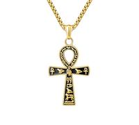 'Yaumatea Celtic Cross Triquetra Necklace, Irish Trinity Knot, Viking Protection Amulet, Love Knots Jewelry, Stainless Steel 24'' Chain'