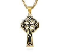 Yaumatea Cross Necklace, Ankh, Serenity Prayer, Skull, Celtic Cross Pendant Necklace for Men Women Christian Jewelry Powerful Protection Stainless Steel 24 inches Chain, Stainless Steel, No Gemstone