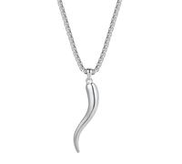 Yaumatea Italian Horn Pendant Necklace for Women Men Silver/Gold Plated Stainless Steel Cornicello Necklace Protection Necklace Chains with Pendant Italian Charm Talisman with Gift Box