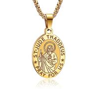 Yaumatea Patron of Saint Necklace, St. Michael/Virgin Mary/Raphael/Jude/Christopher/Benedict/Joseph/Patrick/Francis/Florian/Thomas/Anthony, Stainless Steel 24", Stainless Steel, No Gemstone