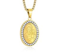 Yaumatea Patron of Saint Necklace, St. Michael/Virgin Mary/Raphael/Jude/Christopher/Benedict/Joseph/Patrick/Francis/Florian/Thomas/Anthony, Stainless Steel 24", regular, Stainless Steel, No Gemstone