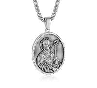 Yaumatea Patron Saint Necklace for Men Women, Multiple Saints Pendant Choose from St. Michael/Virgin Mary/Raphael/Jude/Christopher/Florian/Benedict/Joseph/Patrick/ Francis/ Thomas/Anthony/Stainless