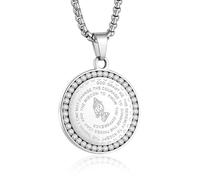 Yaumatea - Serenity Prayer Prayer Necklace with Praying Hands Coin Pendant for Men Women Lords Bible Prayer Courage Verse Wisdom Stainless Steel 24"