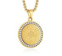 Yaumatea Seven Archangels Pendant Necklace For Men Women Protection Amulet Archangel Michael Coin Pendant Necklace Gabriel Uriel Spiritual Stainless Steel Medal Necklace 24 inches, 24 inch, Stainless