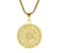 Yaumatea Seven Archangels Pendant Necklace for Men Women Spiritual Protection Amulet 24 Inch Stainless Steel Chain