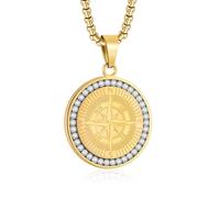 Yaumatea Viking Rune, Celtic Cross, Thor’s Hammer & Compass Necklace - Norse & Celtic Stainless Steel Pendants on 24″ Chains - Gift Jewelry for Men & Women, Regular, Stainless Steel, No Gemstone