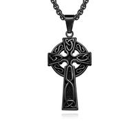 Yaumatea Viking Rune, Celtic Cross, Thor’s Hammer & Compass Necklace - Norse & Celtic Stainless Steel Pendants on 24″ Chains - Gift Jewelry for Men & Women, Stainless Steel, No Gemstone