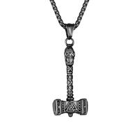 Yaumatea Viking Rune, Celtic Cross, Thor’s Hammer & Compass Necklace - Norse & Celtic Stainless Steel Pendants on 24″ Chains - Gift Jewelry for Men & Women, Regular, Stainless Steel, No Gemstone