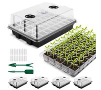 YAUNGEL Seed Trays, Thicken Propagator XL Growing Seedling Starter Durable Growing Trays with Humidity Vented Domes and Base for Greenhouse & Gardens, 4 Pack 160 Cells, Black