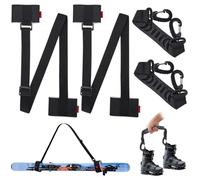 Yaunming Set of 2 Ski Carry Strap Set, Adjustable Shoulder Strap for Skis and Ski Poles, Alpine Ski Accessories, 65-120 cm Non-Slip Ski Carrier Carry Strap, with 2 Shoe Carry Handles
