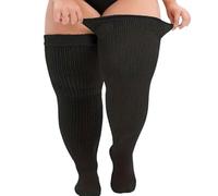 YAUOIPI 1 Pair Womens Thigh High Socks Plus Size, Women's Leg Warmers, Extra Long Thick Over the Knee High Stockings, Plus Size Boot Socks