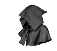 YAUOIPI 2 Pieces Halloween Costume Set,Medieval Grim Cowl Hat and Cross Necklace,Wicca Pagan Hood Cosplay Accessory Monk Costume Cape for Unisex Adults Vampire Death Devil Cosplay Halloween (Black)