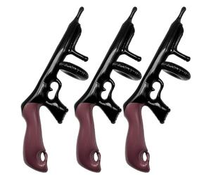 YAUOIPI 3Pcs Inflatable Tommy Gun 80cm, 1920s Gangster Accessory Blow Up Machine Gun, Toy Gun for Boys Adult Fancy Dress Gangster Costume Accessory Men in Black Costume Accessories (Black)