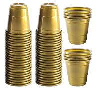 Yaure Joy 30 Pcs Disposable 2oz Shot Glasses Plastic Cups for Wedding, Graduation Party, Beer Sample Taste Serving, Birthday (Entire Gold)
