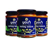 Yau's Nut Free Thai Satay Sauce (300g x 3 jars), Free from gluten, nuts and dairy. Contains no ultra processed ingredients (UPFs) and no E numbers. Marinate dip or stir-fry.