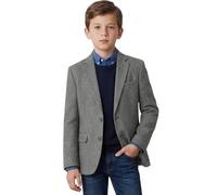 Yavakoor Boys Blazer Classic Jacket for Boy Tweed Herringbone Casual Jacket Formal Tweed Patterned Sport Coat, Grey, 16