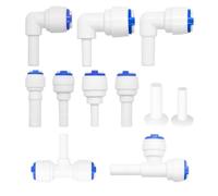 YAVCBOPM Quick Coupling Stem 1/4 3/8 Hose Connection L Straight Tee RO Water Reverse Osmosis Aquarium Plastic Joint Pipe Fitting(Black)