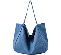 YAVCOOL Canvas Tote Bag for Women Large Hobo Shoulder Bag for Work Travel Casual Message Bag Tote Purse handbags, 1-light Blue, L