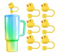 Yaveron 6Pcs Duck Straw Toppers Cover for Stanley Cup 40oz Tumbler Silicone Straw Covers Cap Reusable Straw Tips for 0.4inch Straws Stanley Cup Accessories, Yellow