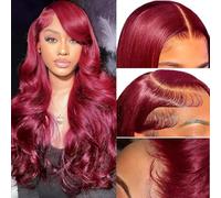 Yavida 4x4 HD Lace Front Wig Human Hair 99j Burgundy Lace Front Human Hair Wig 150% density Red Lace Front Wigs Human Hair 4x4 Lace Closure Wig With Baby Hair 18inch