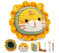 YAVINSI Crochet Kit for Beginners - Complete Starter Kit with Video Tutorials, Soft Yarn & Instructions, DIY Birthday Gift for Adults, Tiger Sunflower