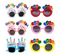 YAVO-EU Birthday Party Glasses，6 Pairs Happy Birthday Sunglasses Sunny Glasses，Birthday Cake Shaped Eyeglasses Cream Glasses Photo Prop Party Supplies