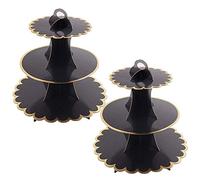 YAVO-EU Cupcake Stand, 2 pack 3 Tier Cardboard Cupcake Stand Cupcake Dessert Holder for Birthday Party, Baby Shower, Wedding and Anniversary (black)