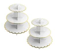 YAVO-EU Cupcake Stand, 2 pack 3 Tier Cardboard Cupcake Stand Cupcake Dessert Holder for Birthday Party, Baby Shower, Wedding and Anniversary (white)