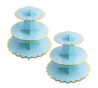 YAVO-EU Cupcake Stand, 2 pack 3 Tier Cardboard Cupcake Stand Cupcake Dessert Holder for Birthday Party, Baby Shower, Wedding and Anniversary (blue)