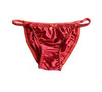 Yavorrs Women's 100% Mulberry Silk String Bikini Panties S M L XL XXL(W26-41) Solid (UK, Alpha, XL, Regular, Regular, Red)