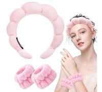 YAVRIXZ Spa Sponge Headband for Washing Face, Skincare Headbands Terry Cloth Bubble Soft Get Ready Hairband for Makeup Removal,Shower, Hair Accessories,for Women (PINK)