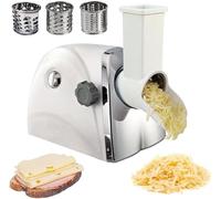 YAVTNUIO Commercial Electric Cheese Grater, Electric Rotary Cheese Shredder Machine, 300w, with 3 Stainless Steel Blades, 60 kg/h, Perfect For Potato Grating, Vegetable Slicing, Cheese Grinding