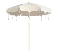 YAVYAV Classic MidCentury Fringe Tassel Market Beach Umbrella, Featuring Handmade Cotton Tassel Pool Garden Parasol, Lightweight UV Protection Sunshade, Easy Tilt Adjustment
