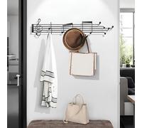 YAVYAV Musical Notes Coat Racks Wall Mount, Metal Creative Music Wall Decorative Coat Hook, Musical Instrument Art Key Holder for Gift Coats Hats Towels Bags Hanging(Black,61.5CM/24.2IN)