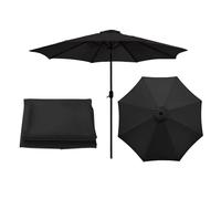 YAVYAV Patio Umbrella Replacement Top Canopy, 6 Ribs 8 Ribs Outdoor Umbrella Replacement Cover, 200cm 270cm 300cm 350cm Parasol Top Cover Fabric Waterproof UV Protective(Black,6ribs: 250cm)
