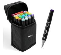 YAWAHOME Alcohol Markers Set 24 Colors, Dual Tip Art Pens, Alcohol-Based Marker for Kids & Adult Coloring, Drawing, Sketching, Vibrant No Bleeding Marker for Artists, Illustration Gifts