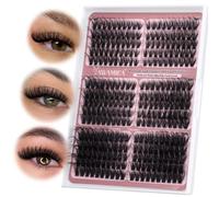 Yawamica Cat Eye Lashes Cluster Fluffy Cluster Eyelash Extensions Wispy Individual Eyelashes Premade Lashes Left & Right Cluster Eyelashes 60D 80D 100D Volume 300