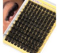Yawamica Fluffy Lash Clusters Mega Volume Eyelash Clusters 12-25mm Long Thick Cluster Eyelash Extensions Wispy Individual Lashes D Curl Cluster Lashes for Instant Dramatic Lash Extension (DIY at Home)