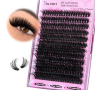 Yawamica Fluffy Lash Clusters Thick 200D Volume Eyelash Clusters 14-20mm Wispy Individual Lashes D Curly Cluster Eyelash Extensions 240pcs DIY Lash Extension for Beginners