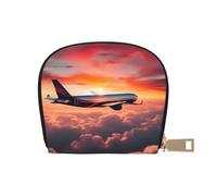 YaWea Airplane Sunsets Sky print Leather Small Purse Credit Card Holder Wallet, Card Holder,Wallet Card Organizer Case, White, One Size
