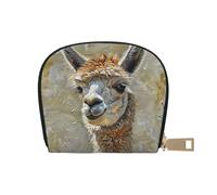 YaWea Alpaca Llama print Leather Small Purse Credit Card Holder Wallet, Card Holder,Wallet Card Organizer Case, White, One Size
