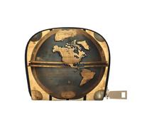 YaWea Ancient World Globe print Leather Small Purse Credit Card Holder Wallet, Card Holder,Wallet Card Organizer Case, White, One Size