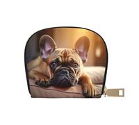 YaWea animal dog french bulldog3 print Leather Small Purse Credit Card Holder Wallet, Card Holder,Wallet Card Organizer Case, White, One Size