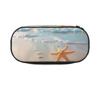 YaWea Beach Starfish print Large Capacity Pencil Case Organizer Storage Bag Big Pencil Pouch for College Home Office