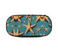 YaWea Beach Starfish print Large Capacity Pencil Case Organizer Storage Bag Big Pencil Pouch for College Home Office