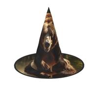 YaWea Bear Running1 Print Hanging Witch Hats,Foldable Pointed Cap,Costume Accessory Caps,For Halloween Party-1pcs