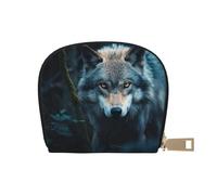 YaWea Blue Eyes Wolf2 print Leather Small Purse Credit Card Holder Wallet, Card Holder,Wallet Card Organizer Case, White, One Size