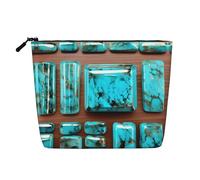 YaWea Bright Aqua Blue Turquoise print Cosmetic Bag Toiletry Bag Zipper Pouch Friendship Gifts for Birthday Christmas Graduation, Black, One Size